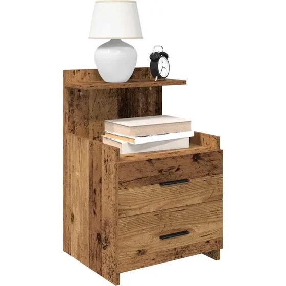 vidaXL Sengebord 2 stk. med skuffer, gammelt træ, 40x36,5x62 cm