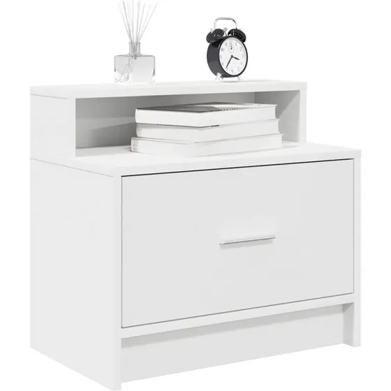 vidaXL Sengebord med skuffe 51x31x47 cm hvid