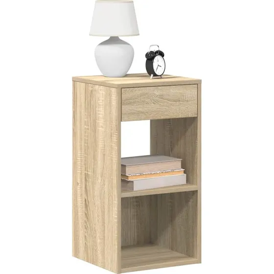 vidaXL Sengeborde med Skuffe 2 stk. 35x34x66,5 cm Sonoma-eg