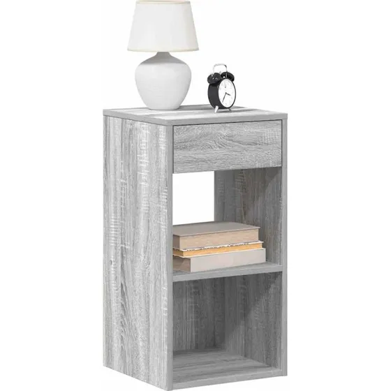 vidaXL Sengeborde med Skuffe 2 stk. 35x34x66,5 cm Grå Sonoma-Eg