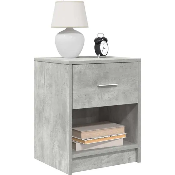 vidaXL Sengeborde 2 stk. med skuffe 40x34x50 cm betongrå