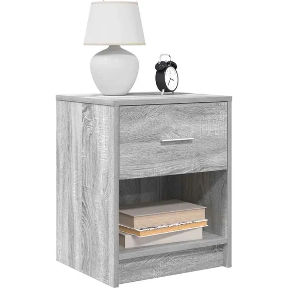 vidaXL Sengeborde 2 stk. med skuffe 40x34x50 cm grå sonoma-eg