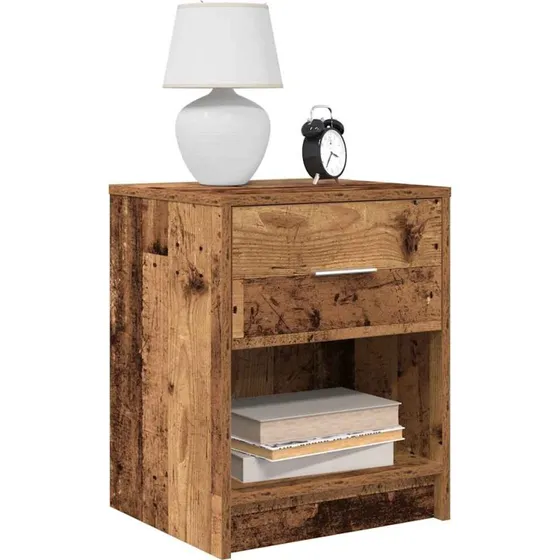vidaXL Sengeborde 2 stk. med skuffe 40x34x50 cm antikt træ