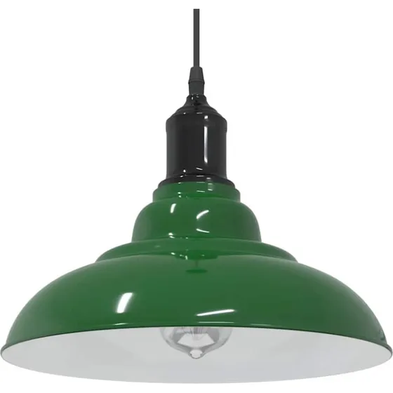 vidaXL Pendellampe Højdejusterbar E27, 31 cm, Grøn, Metal Glans