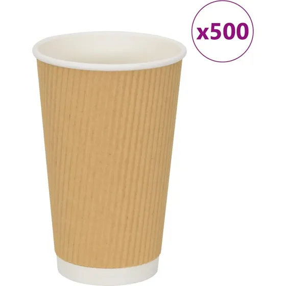 vidaXL kaffekopper papir 500 stk. 16oz 400ml brun
