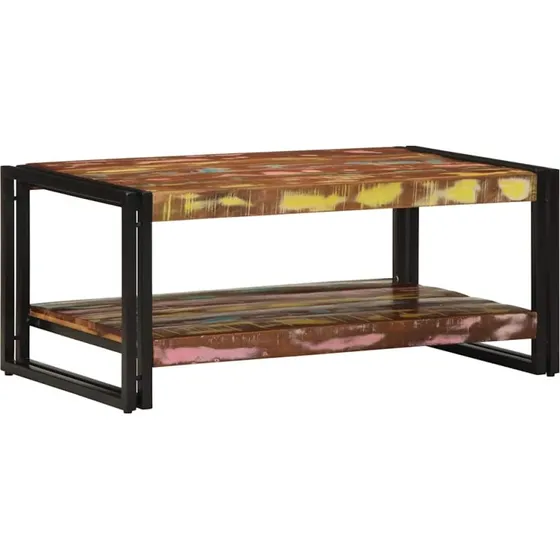 vidaXL sofabord 90x50x38 cm massivt genbrugstræ flerfarvet