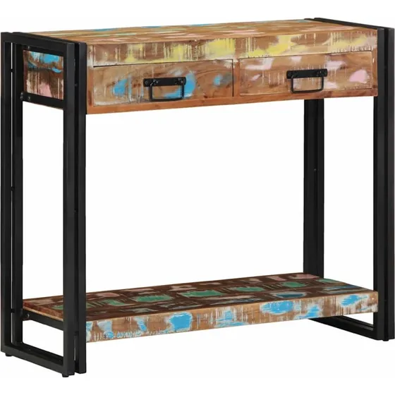 vidaXL Konsolbord Flerfarvet 90 x 33 x 75 cm Genbrugstræ med Skuffer