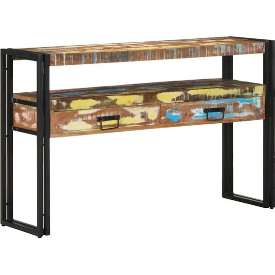 vidaXL Konsolbord Flerfarvet 120 x 33 x 75 cm Genbrugstræ med Stålramme