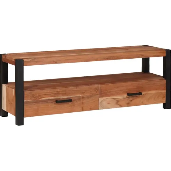 vidaXL TV-skab med skuffe, brun, 110 x 30 x 40 cm, massivt akacietræ
