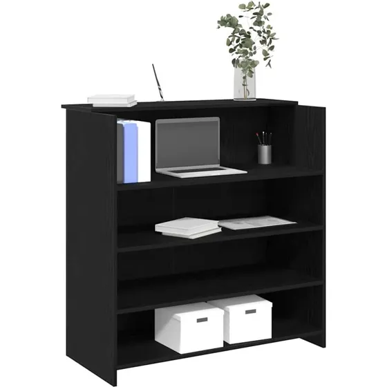 vidaXL Receptionsdisk Sort Konstrueret Træ 100x50x103,5 cm