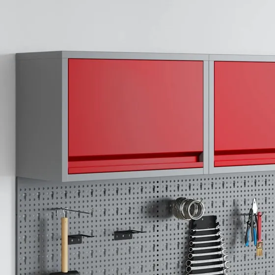 vidaXL Værktøjsskab Rød og Grå 50 x 25 x 35 cm Stål og Ingeniørtræ