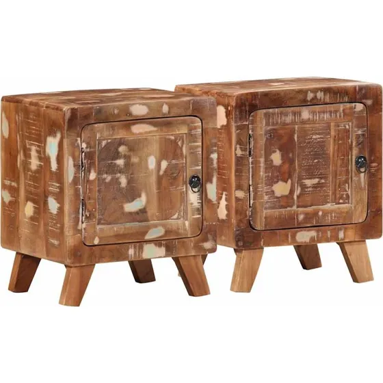 vidaXL Sengeborde 2 stk. 40x32x46 cm massivt genbrugstræ