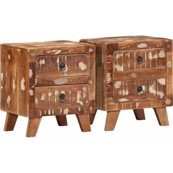 vidaXL Sengeborde 2 stk. 40x32x46 cm massivt genbrugstræ