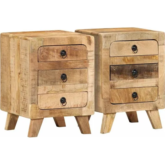 vidaXL Sengeborde 2 stk. 37x32x50 cm massivt ru mangotræ