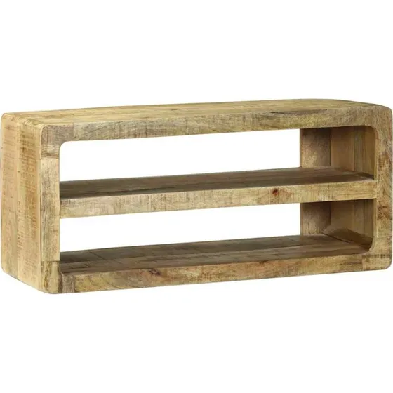 vidaXL TV-skab med hylde, brun, 80 x 32 x 36 cm, massivt mangotræ