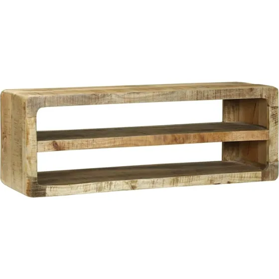 vidaXL TV-skab med hylde, brun, 100 x 32 x 36 cm, massivt mangotræ