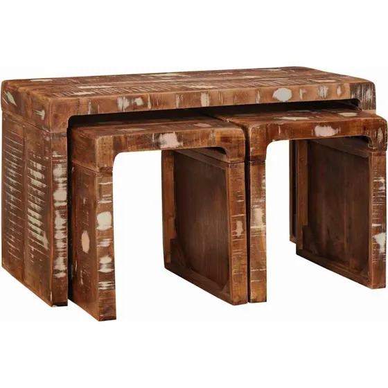 vidaXL Nesting Bord 3 stk Brun Genbrugs Træ
