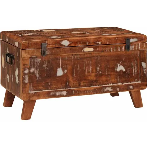 vidaXL Opbevaringskasse med lås 70 x 35 x 40 cm, massivt genanvendt træ