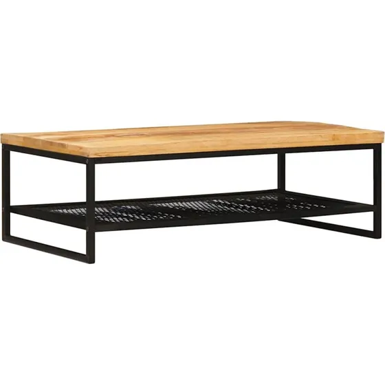 vidaXL Sofabord Brun og Sort 110 x 55 x 35 cm i Massivt Mangotræ