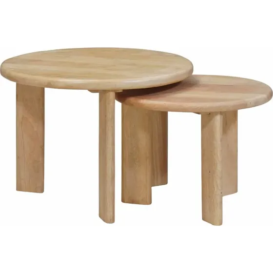 vidaXL Nesting Kaffeborde 2 stk, Sort, Massivt Mangotræ