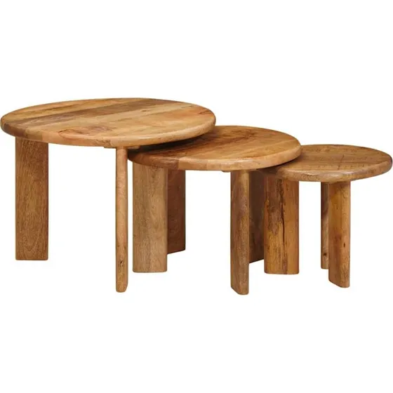 vidaXL Nesting Kaffeborde 3 pcs Brun Massivt Mangotræ