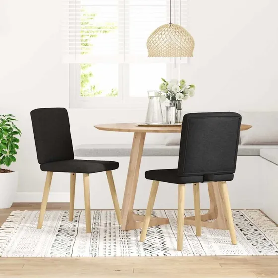 vidaXL Spisebordsstole 2 stk. Sort Stof