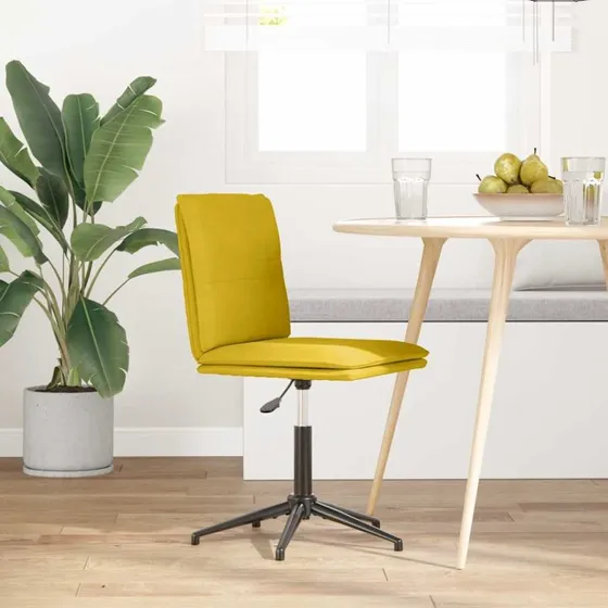 vidaXL Spisebordsstol Fløjl Gul, Ergonomisk Højdejusterbar