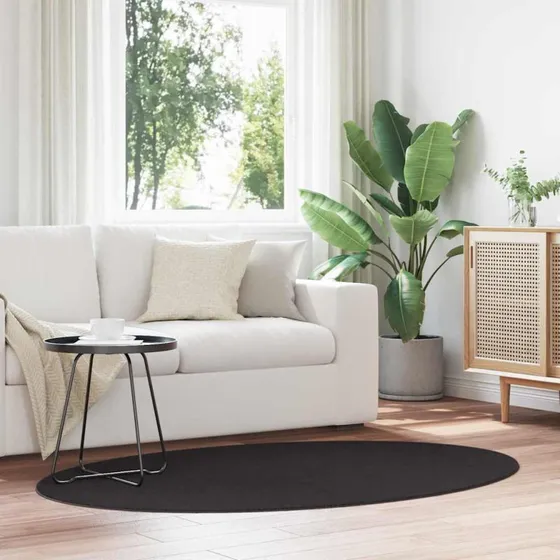 vidaXL HUARTE Sort Oval Tæppe 100x200 cm 100% Polyester