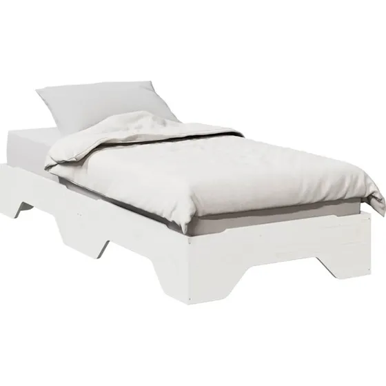 vidaXL Sengeramme Stabelbar 75x190 cm Hvid Massivt Fyrretræ