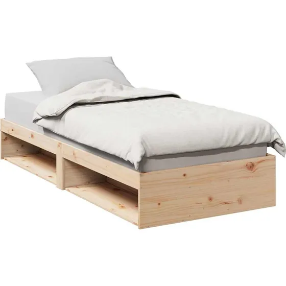 vidaXL Daybed med Reol, 75x190 cm, Massivt Fyrretræ, Naturfarvet