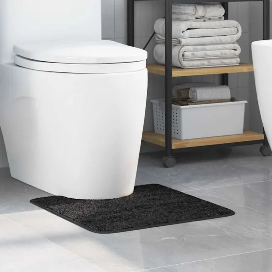 vidaXL Skridsikker Badeværelsesmåtte Mørkegrå med Toiletudskæring
