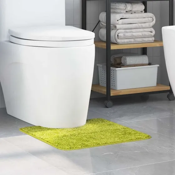 vidaXL Skridsikker Badeværelsesmåtte Grøn med Toiletudskæring