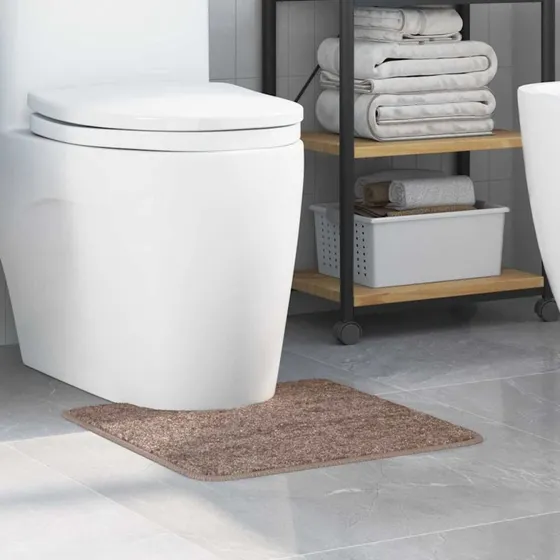 vidaXL Skridsikker Badeværelsesmåtte med Toiletudskæring Brun