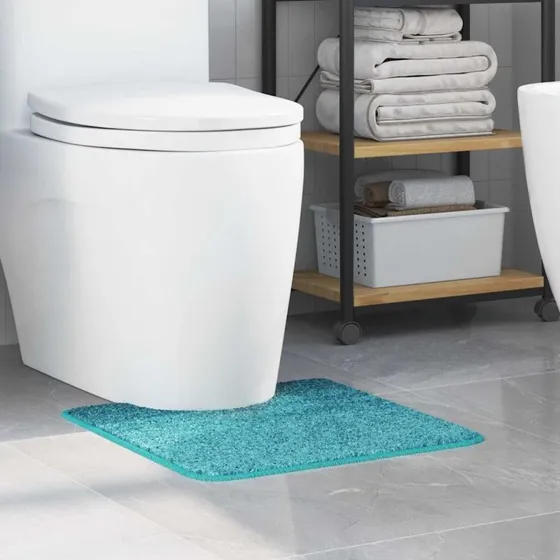 vidaXL Skridsikker Badeværelsesmåtte med Toiletudskæring Turkis