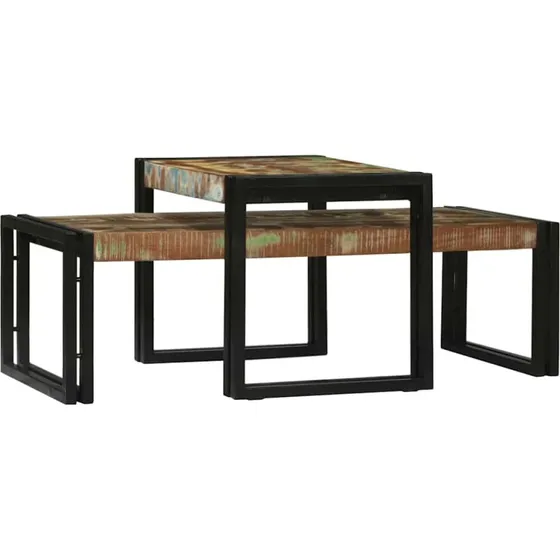 vidaXL 2 stk Sofabord Flerfarvet Genbrugs Træ 48 x 40 x 40 cm