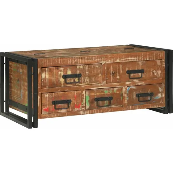 vidaXL Sofabord 90 x 50 x 38 cm Brun Genbrugs Træ med Skuffe