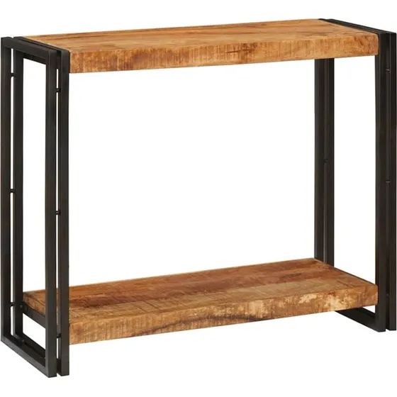 vidaXL Konsolbord med hylde, Brun, 90 x 33 x 75 cm, Massivt mangotræ