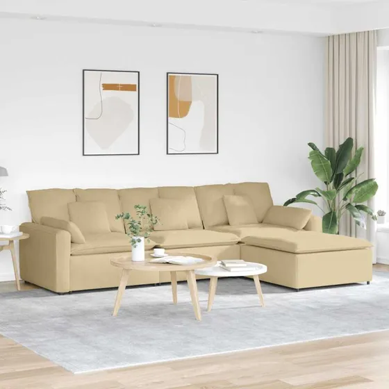 vidaXL modulsofa med fodskammel og hynder grågrøn