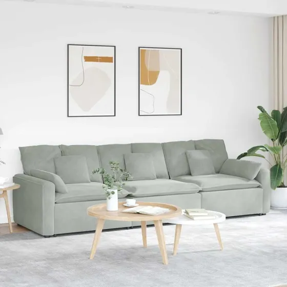 vidaXL Modulsofa med Hynder, Lysegrå