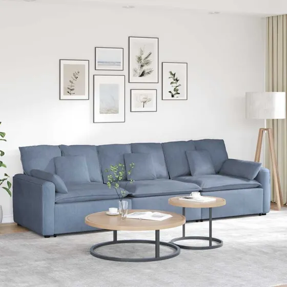 vidaXL modulsofa med hynder blå