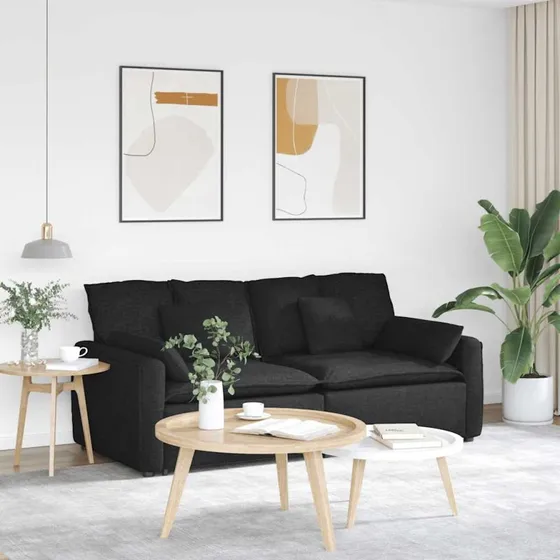 vidaXL modulsofa med hynder, sort