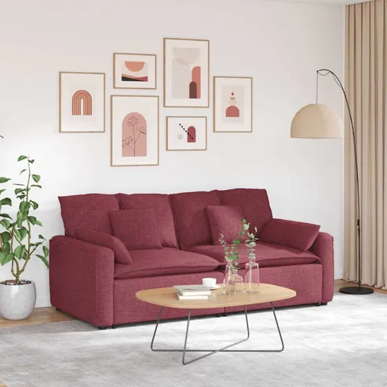 vidaXL modulsofa med hynder vinrød