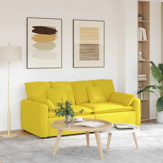 vidaXL modulsofa med hynder lysegul