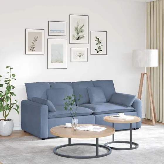 vidaXL modulsofa med hynder blå
