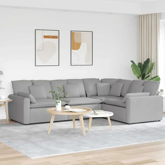 vidaXL modulsofa med hynder stof, skygrå