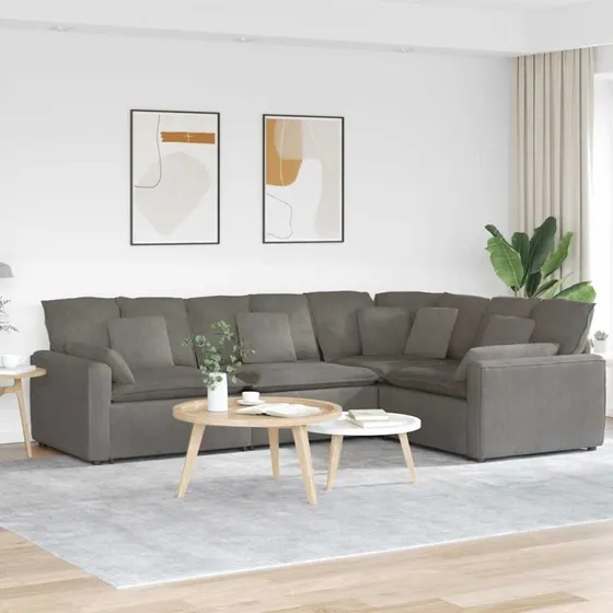 vidaXL modulsofa med hynder lysegrå fløjlsstof