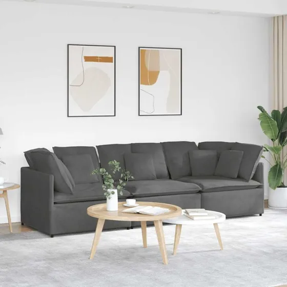 vidaXL Modulsofa med Hynder, Fløjlsstof, Mørkegrå