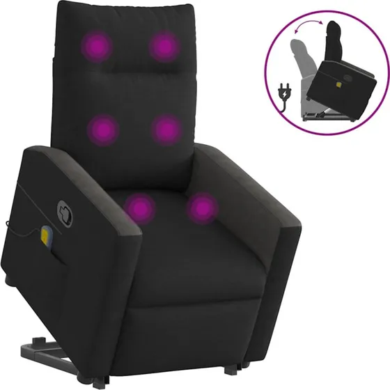 vidaXL Løftestol med Massage Stof Sort