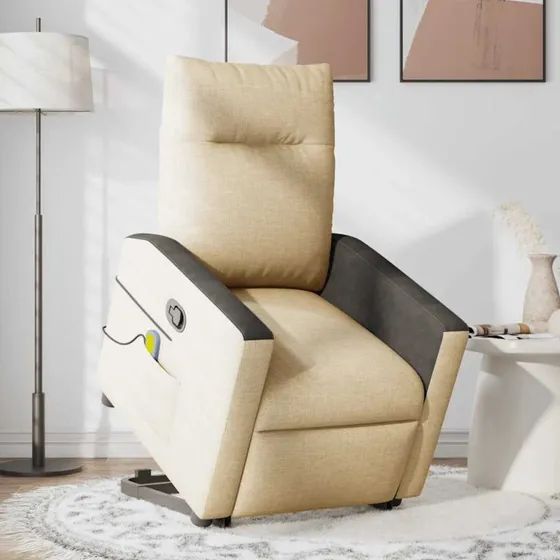 vidaXL løftestol med massage, cremefarvet