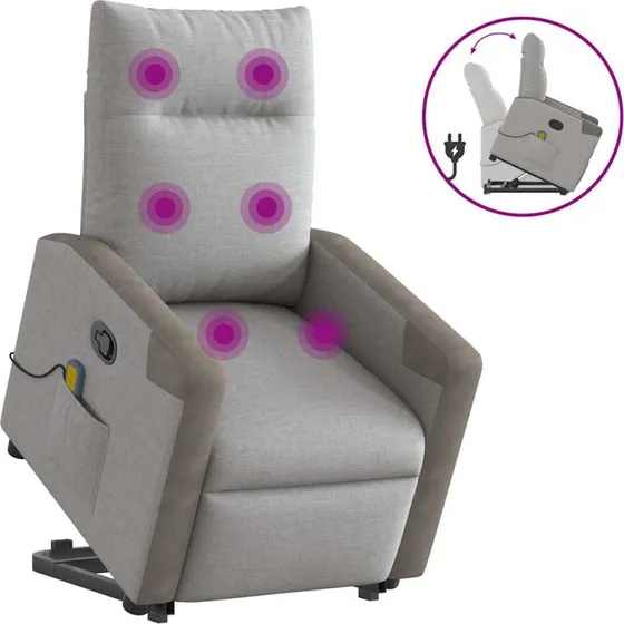 vidaXL Løftestol med Massage og Løftefunktion, Skygrå
